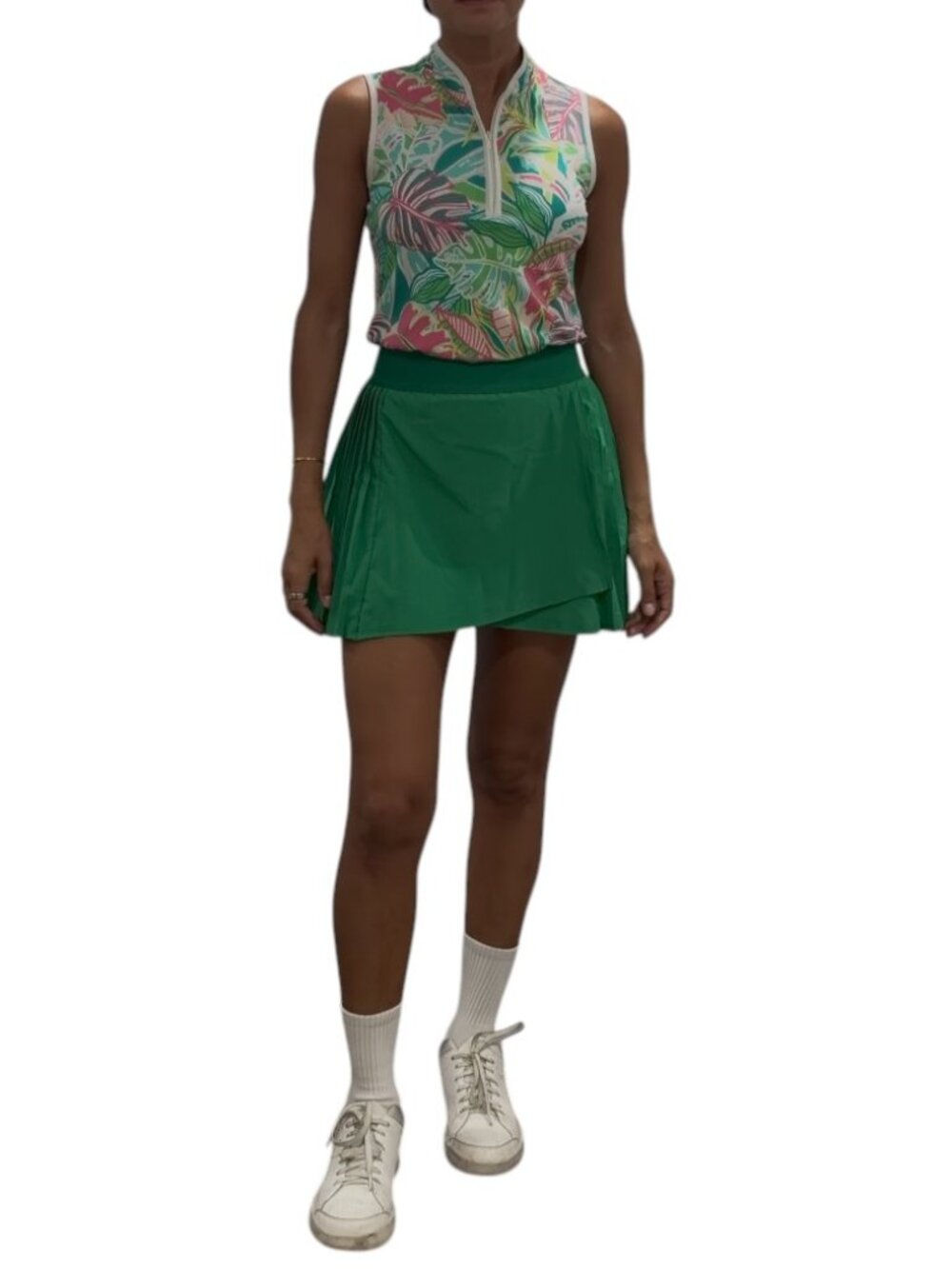 LA Image Green Pleated Tennis Skort Lined Stretch Golf Pickleball Size S